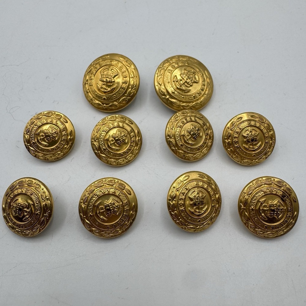 Royal Marines Gold Buttons Replacement Nautical Anchor Crest 15mm 20mm Set 10
